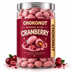 Chokonut Cranberry Almond Bites | Premium Chocolate Coated Almonds with Cranberry Flavour