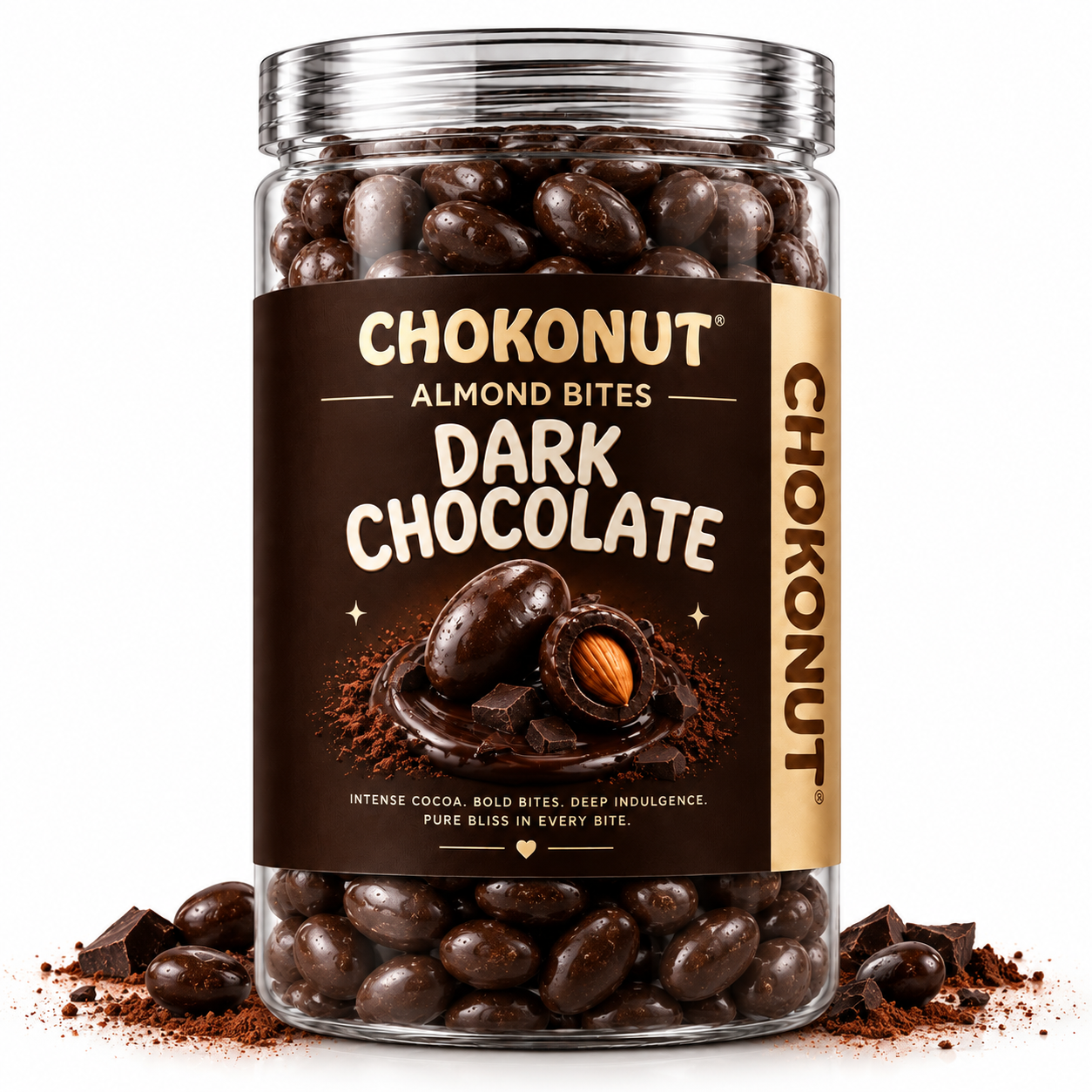 Chokonut Dark Chocolate Almond Bites | Premium Dark Chocolate Coated Almonds