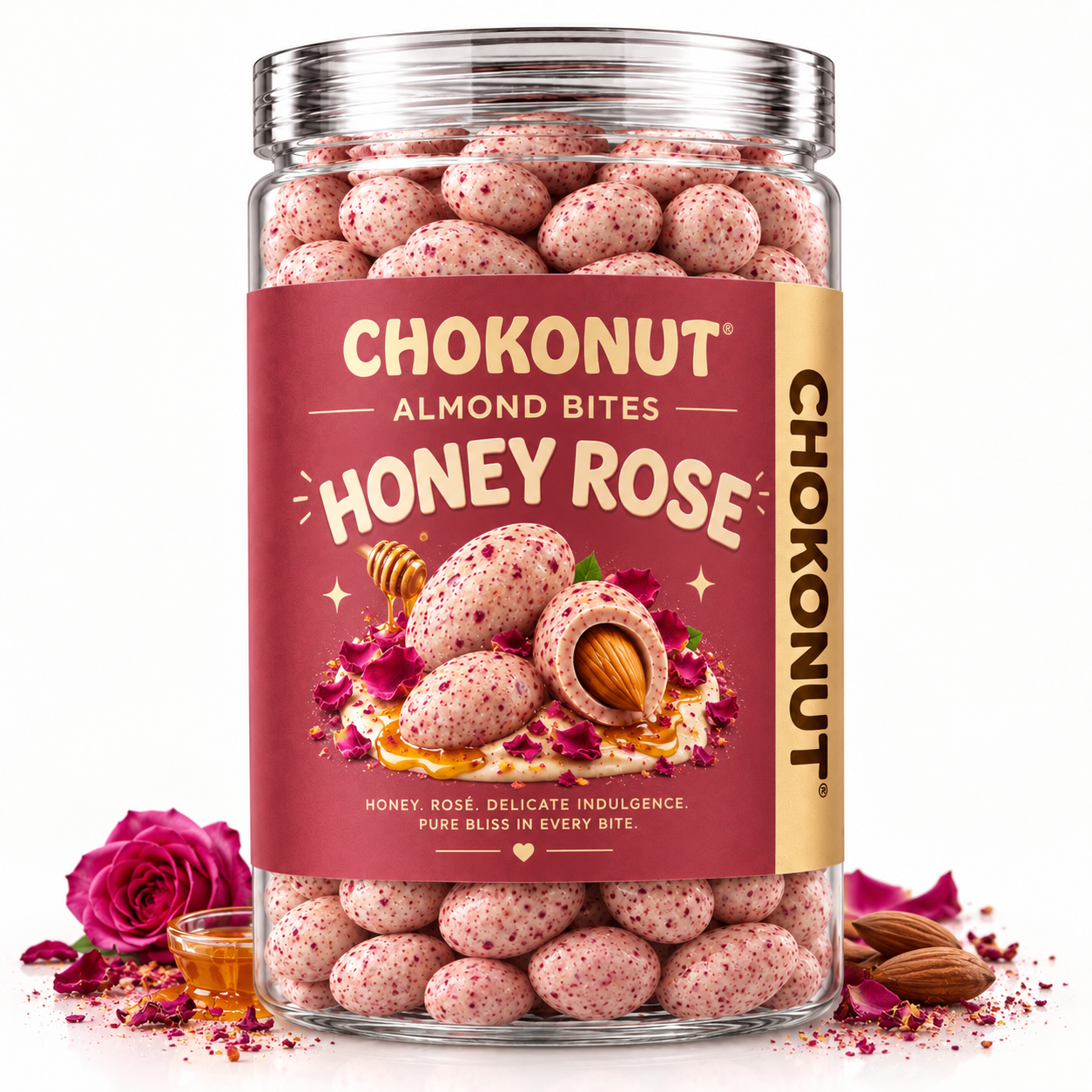 Chokonut Honey Rose Almond Bites | Premium Honey & Rose Almonds
