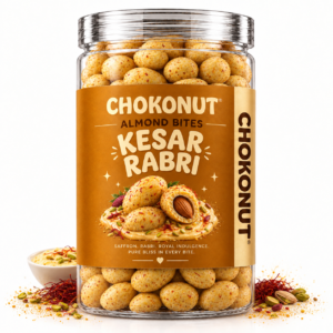Chokonut Kesar Rabri Almond Bites | Premium Saffron Rabri Almonds