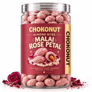 Chokonut Malai Rose Petal Almond Bites | Premium Rose & Malai Coated Almonds